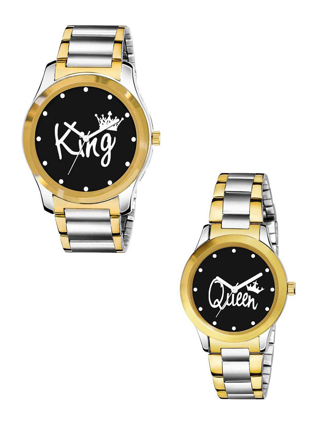 CSAMON Men Printed Dial & Stainless Steel Bracelet Style Straps Analogue Watch GP S Kata Black King Queen