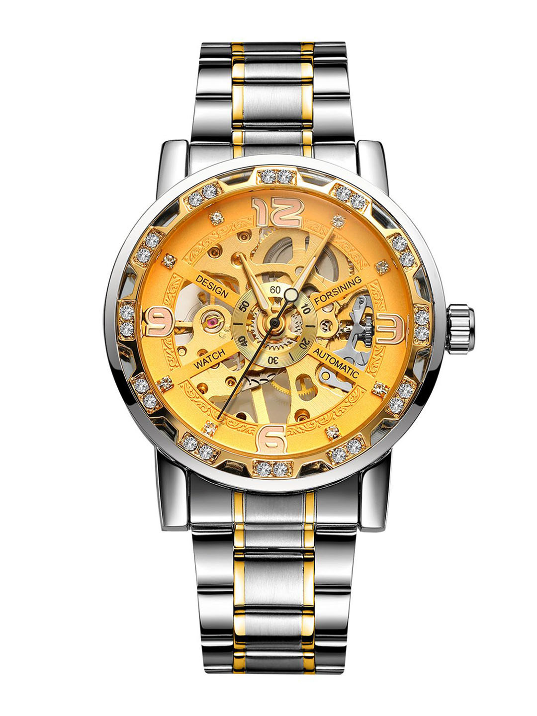 FORSINING Men Dragon Pattern Watch with Leather Strap Skeleton Dial