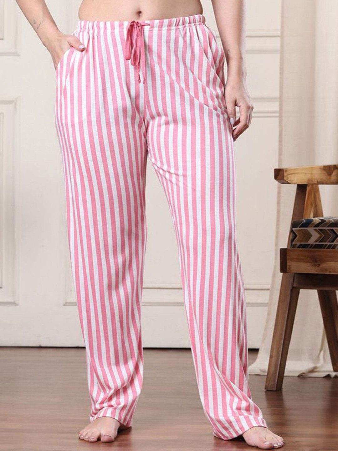 Style Shoes Women Striped Mid-Rise Lounge Pants