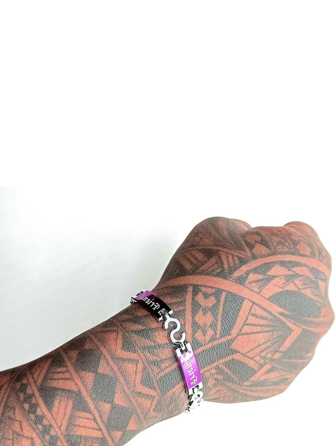 Dynamic Retail Global Men Purple Silver-Plated Link Bracelet