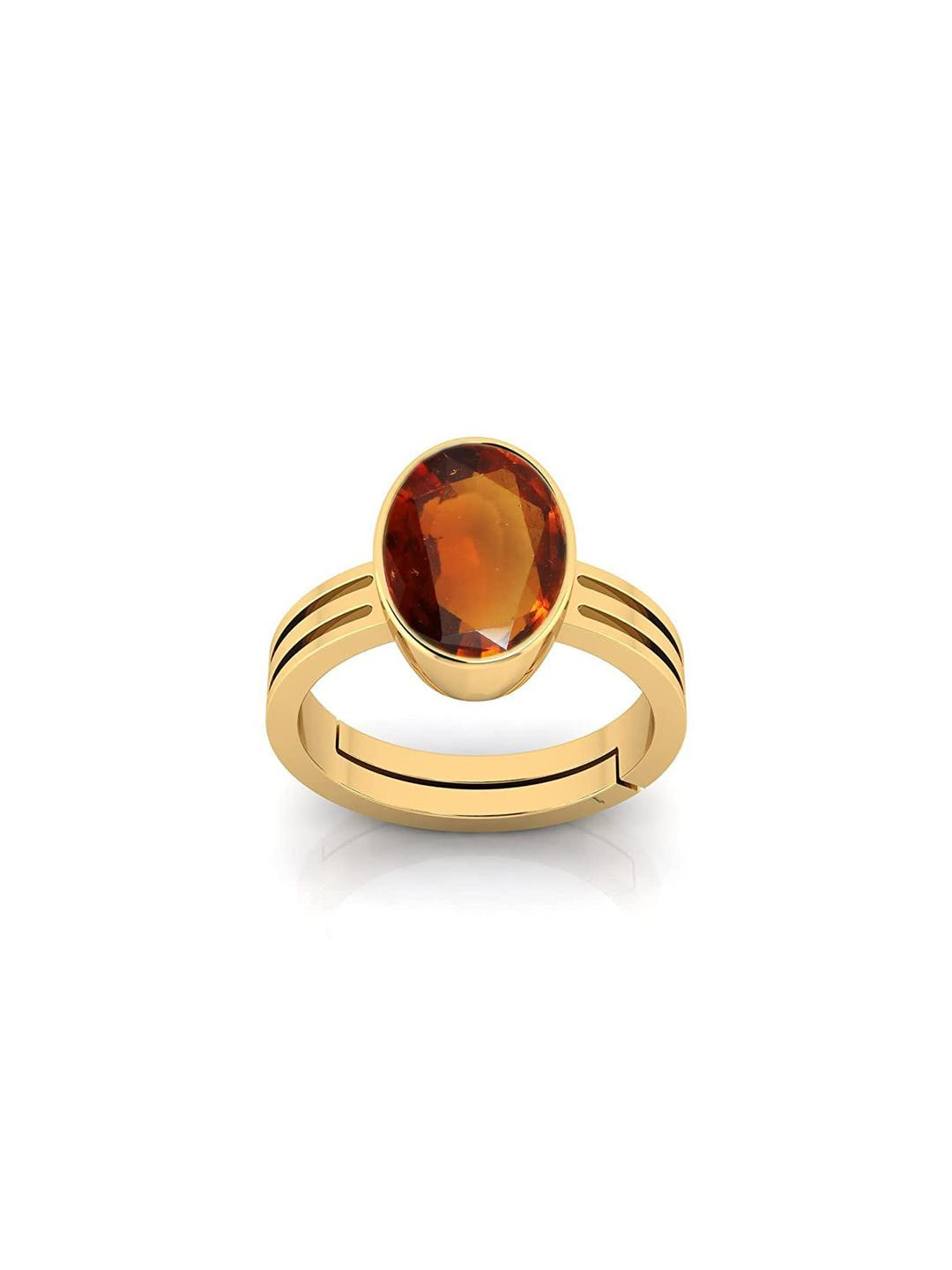 6.25 Ratti Gomed Ring Stone Panchdhatu & Ashtadhatu Metal Adjustable Ring Rashi Ratna Loose Gemstone