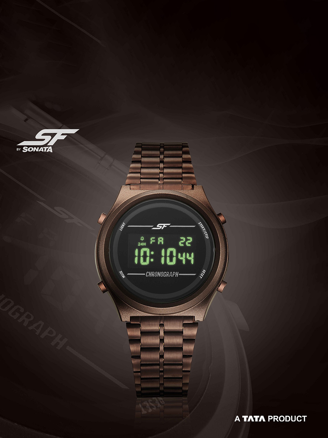 Sonata SF Cirqle Quartz Round Dial Men's Digital Watch - 77162PM05W