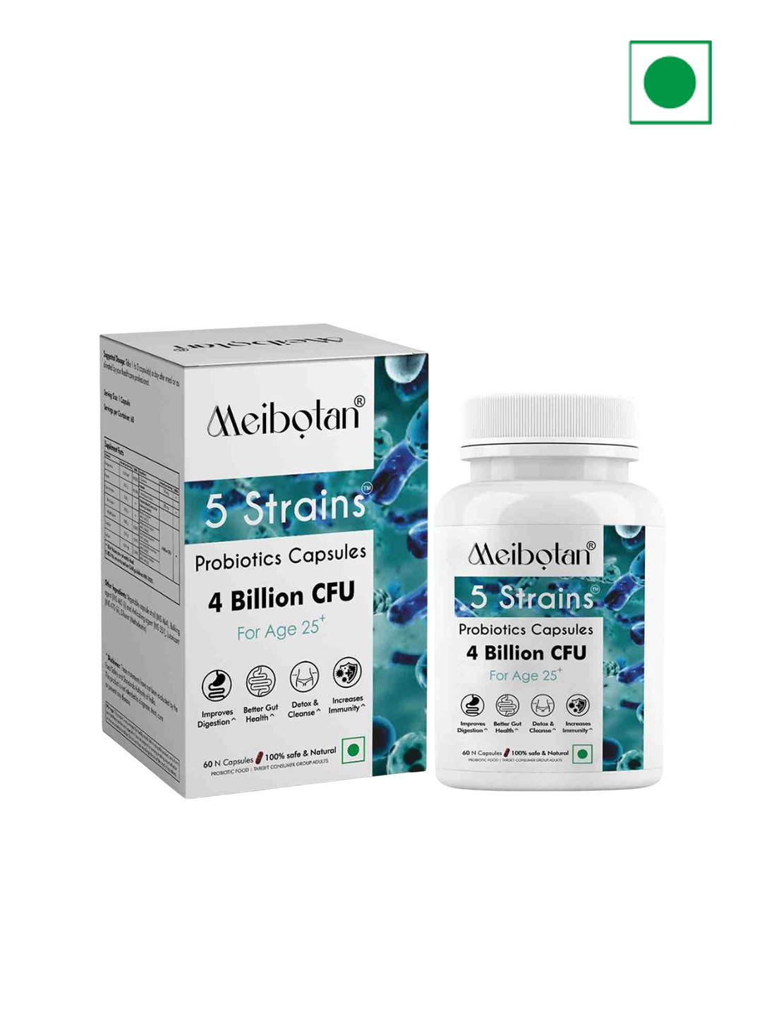 Meibotan 5 Strains 4 Billion CFU Probiotics Capsules - 60 Capsules