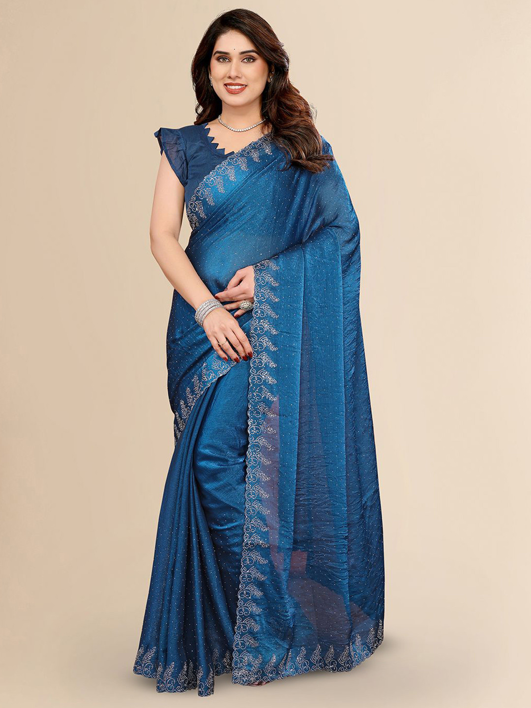 Moda Rapido Embellished Beads and Stones Heavy Work Saree Siroski Work for Women