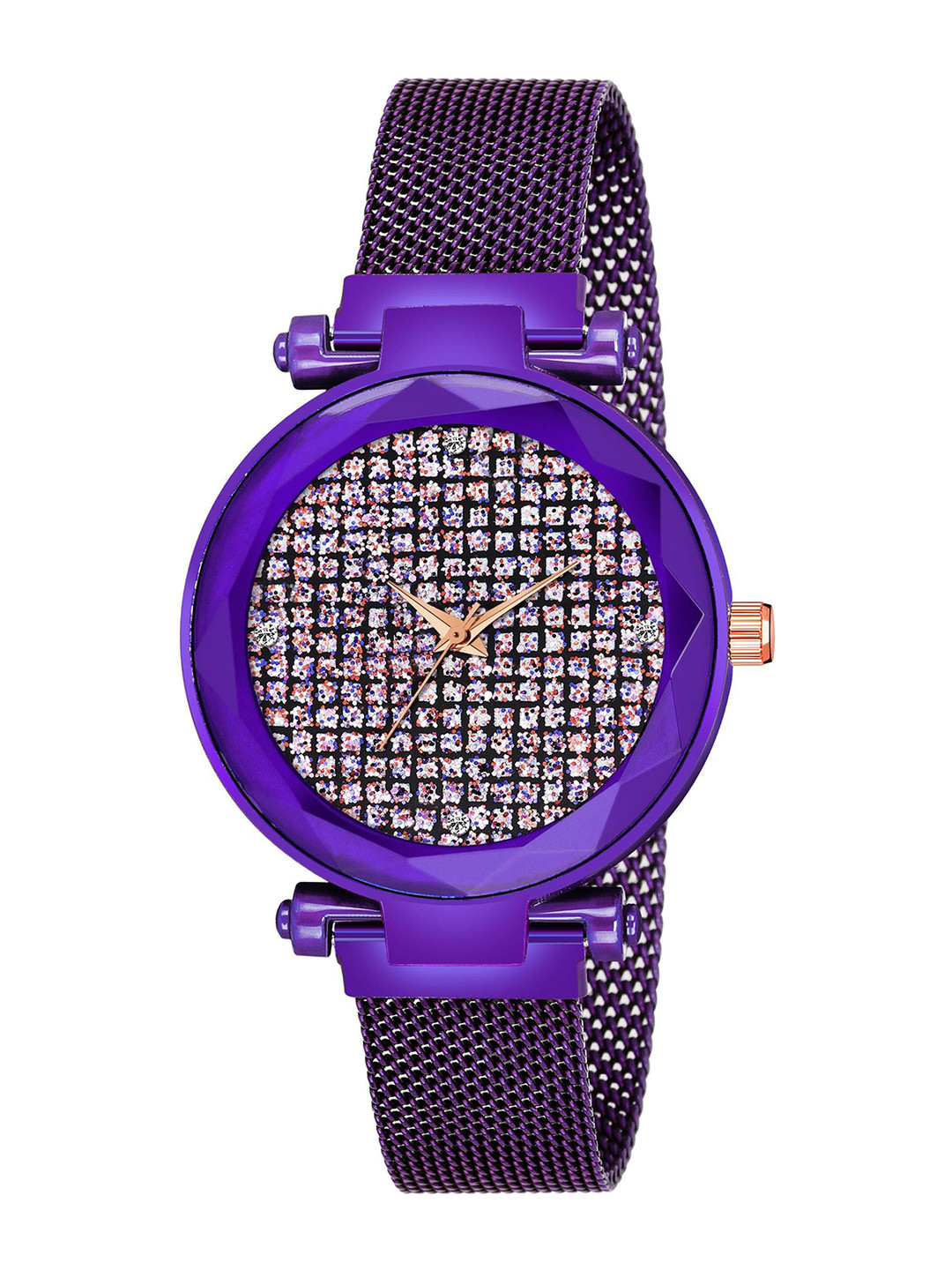 CSAMON Women Printed Dial & Straps Watch GR_379_Purple_Full Diamouns
