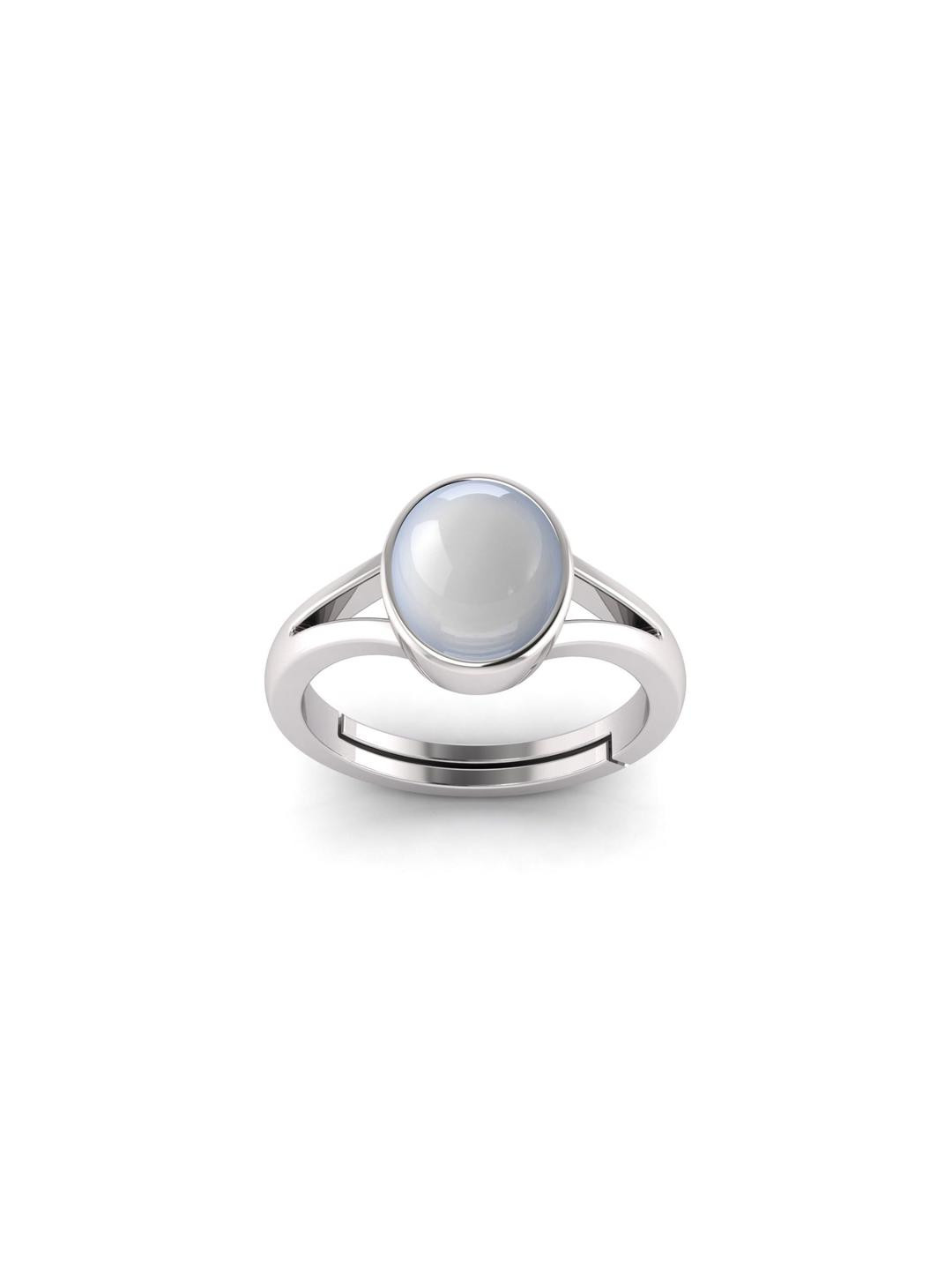 7.25 Ratti Silver Plated Adjustable Moonstone Gemstone Natural Birthstone Mani Stone Ring
