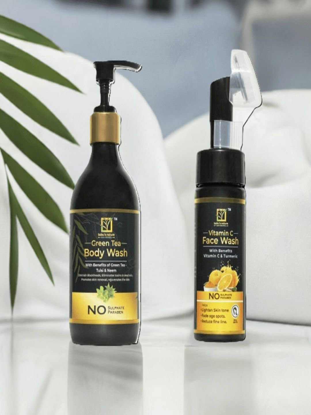 Babu's Nature Set Of 2 Green Tea Body Wash-300 ml With Vitamin C Face Wash-150 ml