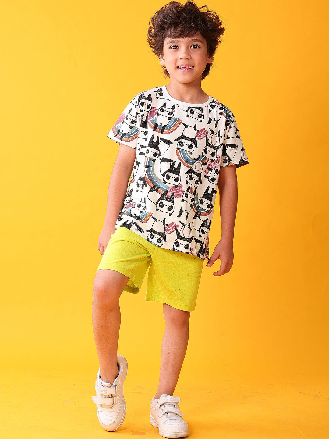 Anthrilo Boys Panda Printed Short Sleeves T-shirt With Shorts