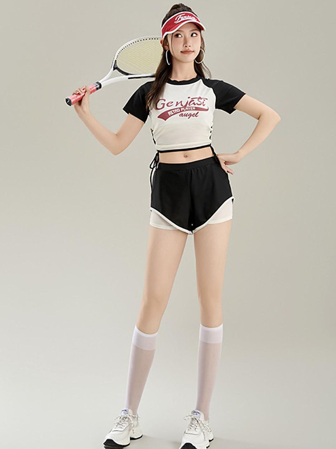 LULU & SKY Typographic Printed Round Neck T-Shirt With Double-Layered Shorts