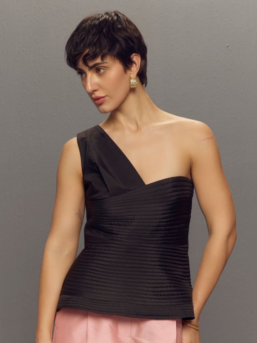 ZAITRA Women One Shoulder Pure Silk Tube Top