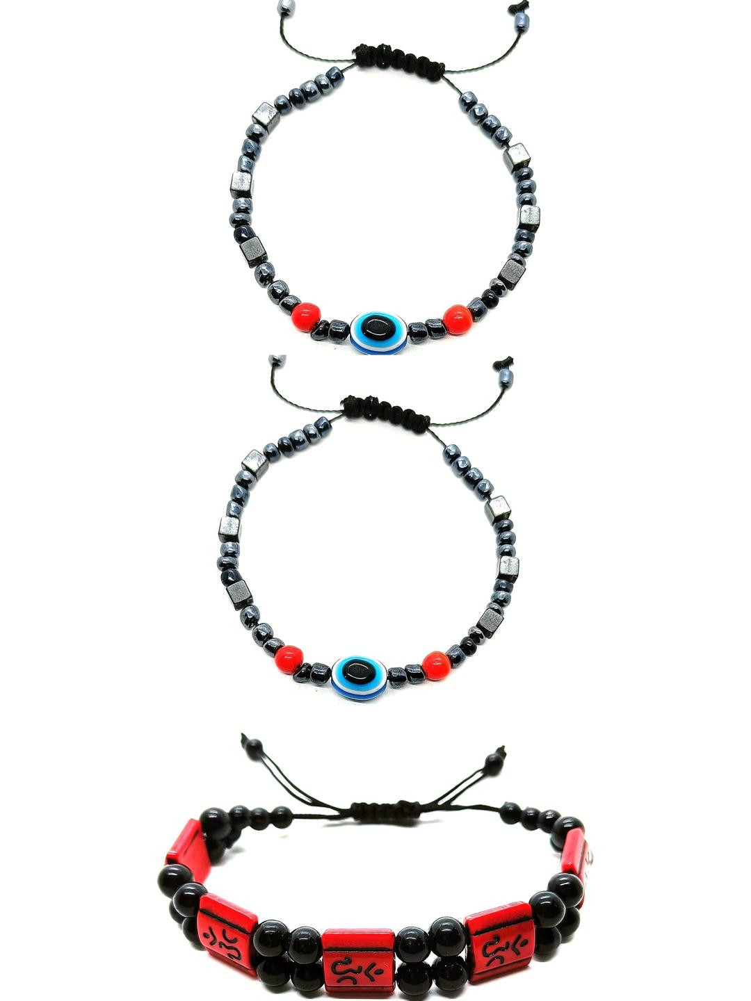 Dynamic Retail Global Unisex 3 Peice Evil-Eye Charm Drawstring Bracelet