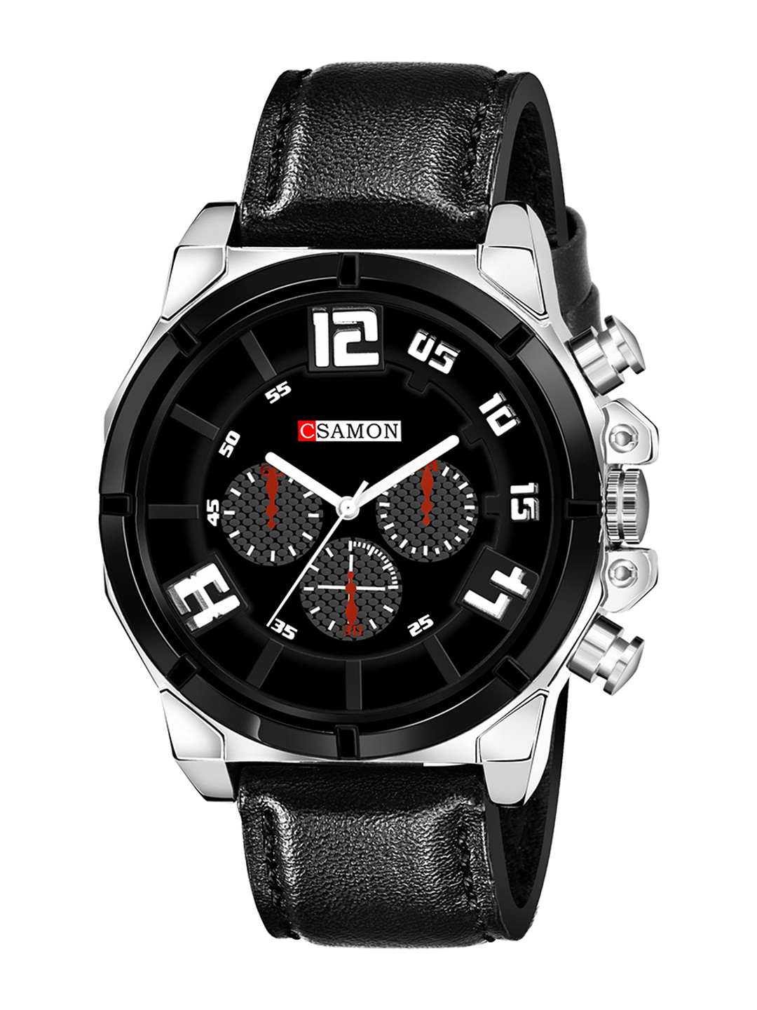CSAMON Men Dial & Leather Bracelet Style Straps Analogue Watch Csamon_12_Fullblack