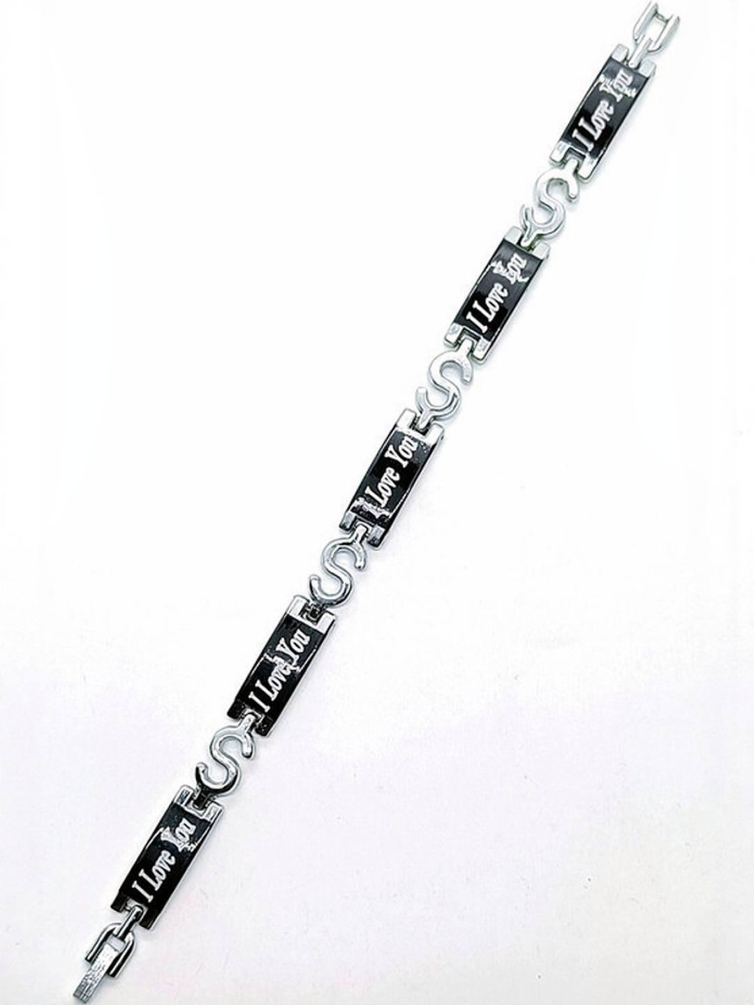 Dynamic Retail Global Men Silver Color Silver-Plated Link Bracelet