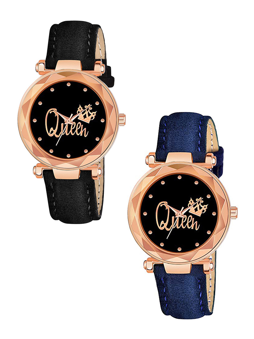 CSAMON Women Set of 2 Analogue Watch GR379RG Q BLK BLU Vel L