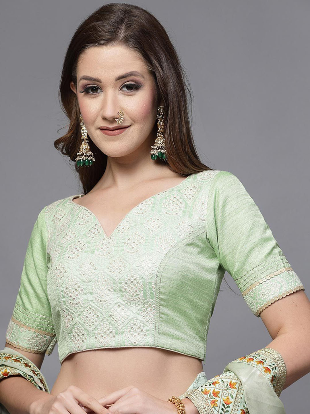 Utsav Fashion Embroidered Sweet Heart Neck Uppada Silk SareeBlouse