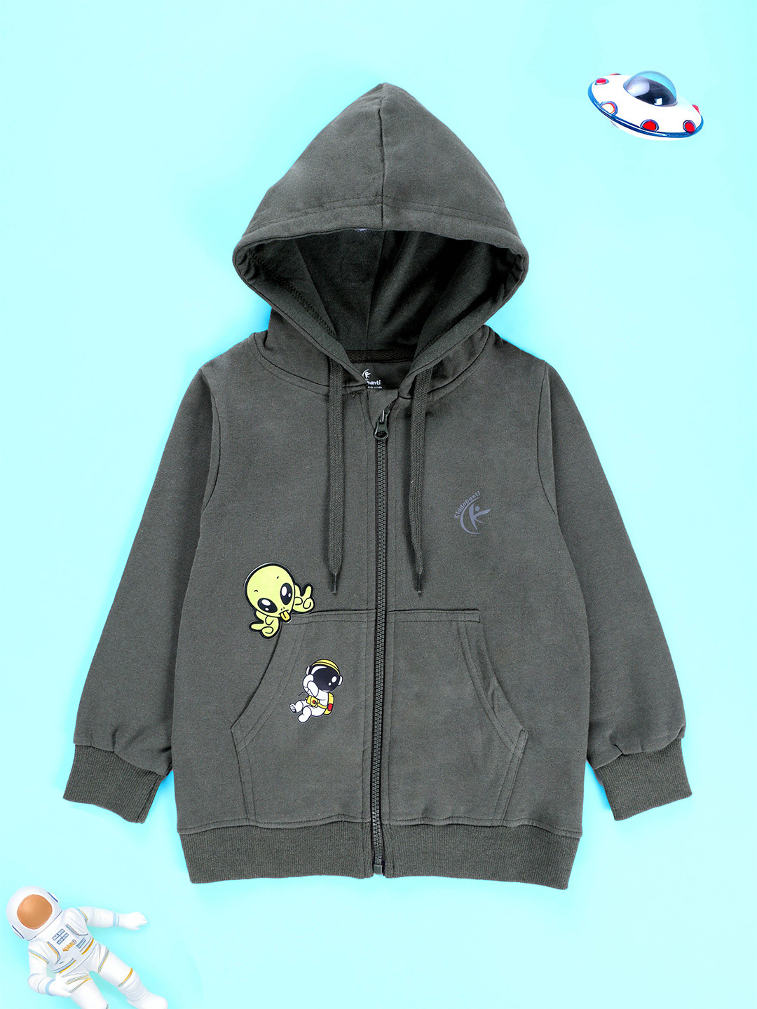 KiddoPanti Boys Printed Hooded Sweatshirt