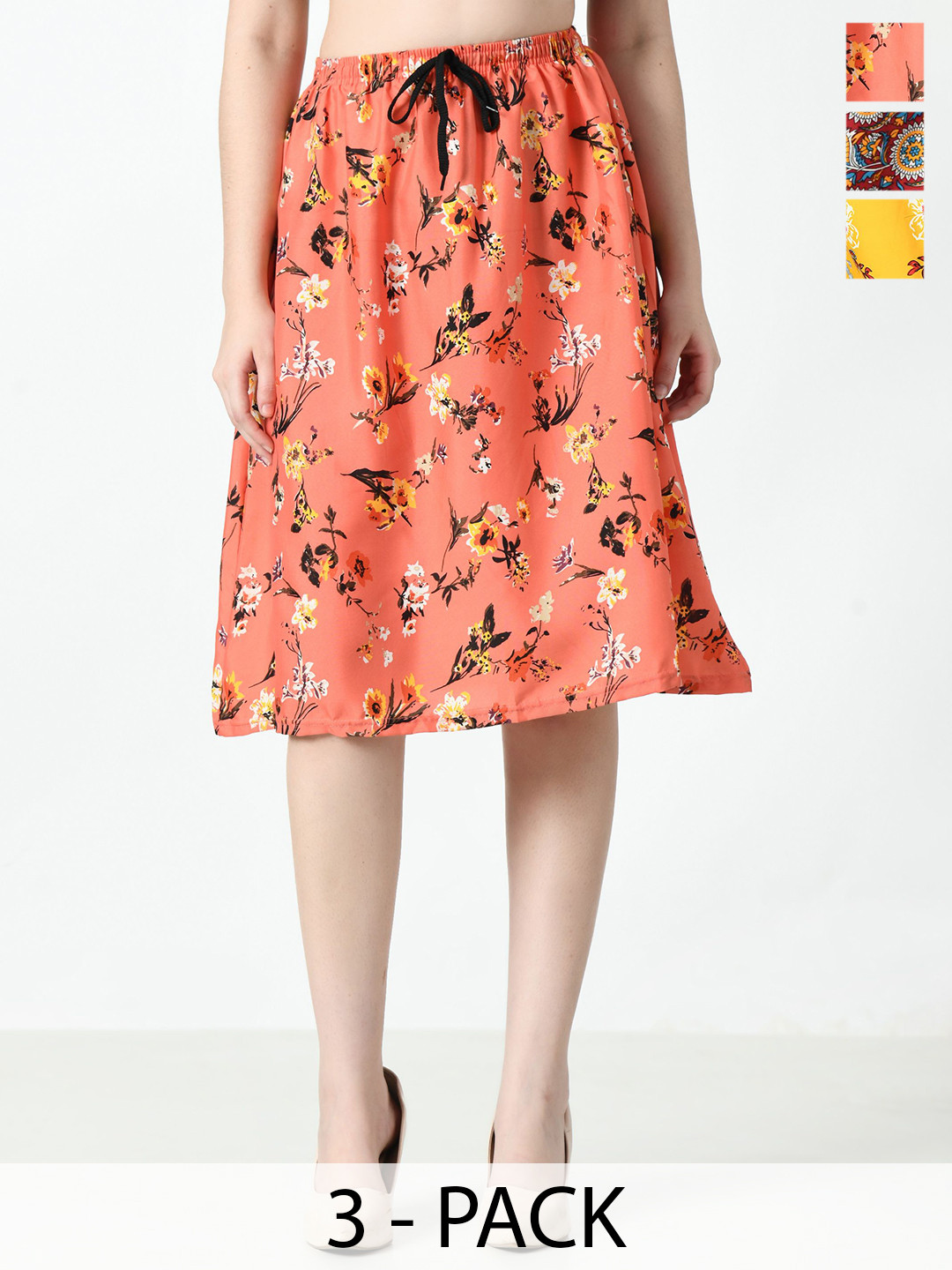 BAESD Women Pack Of 3 Printed Knee Length Mini Skirt