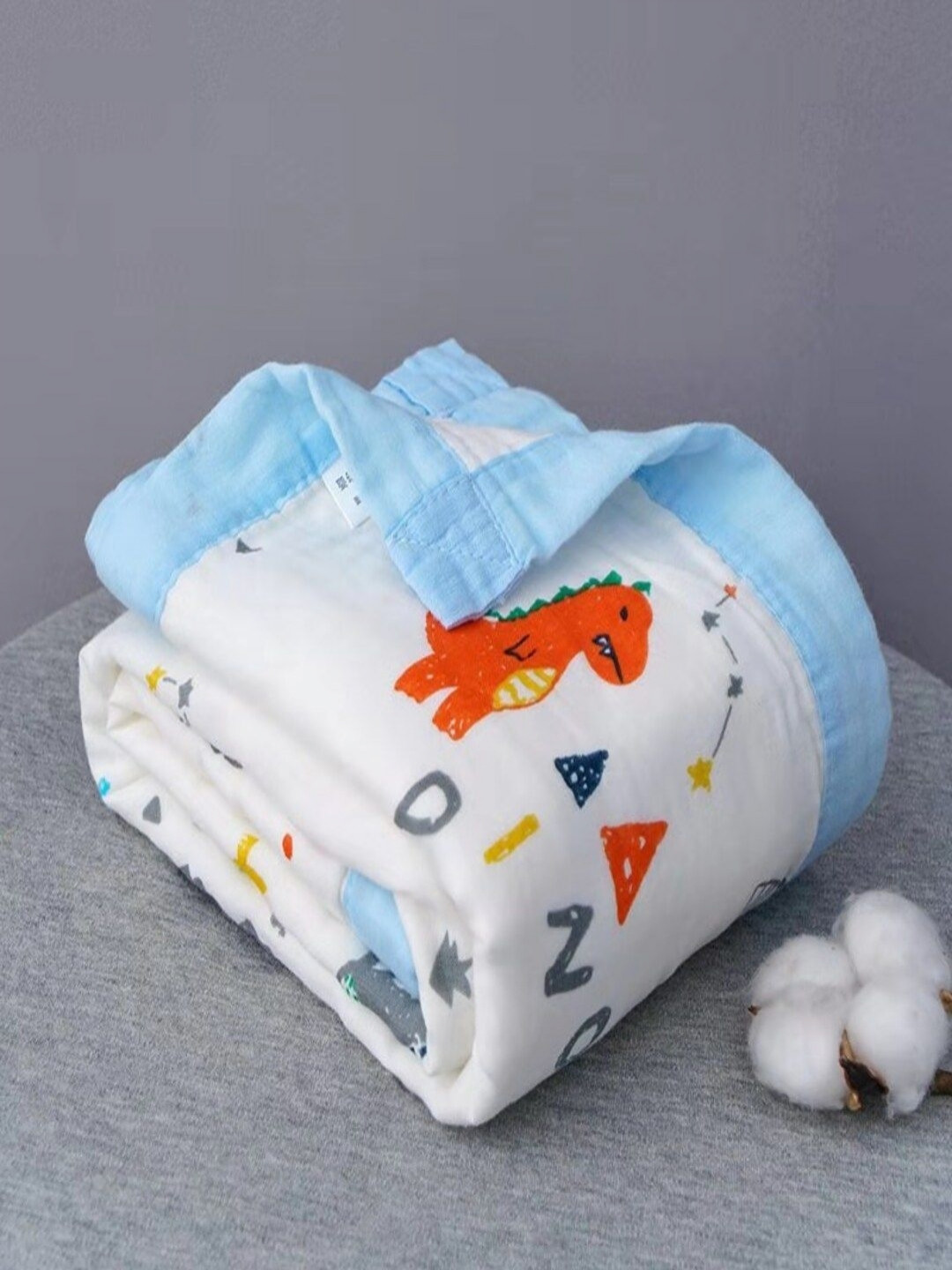 VoiDrop Kids Blue Cartoon Characters Printed AC Room Cotton 500 GSM Blanket