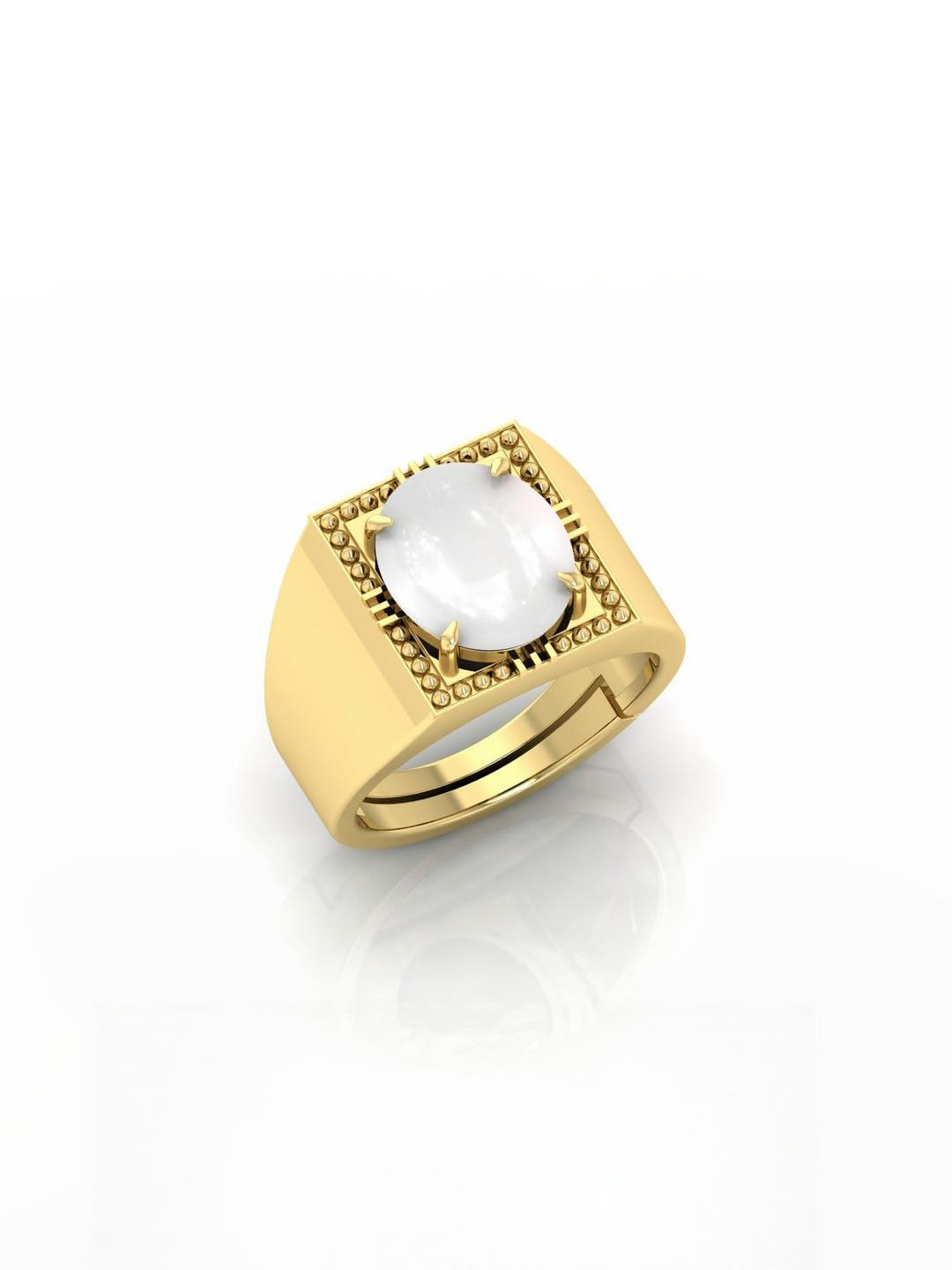 5.25 Ratti Moonstone Stone Certified Gemstone Gold Plated | Adjustable Ring With Lab Certificate