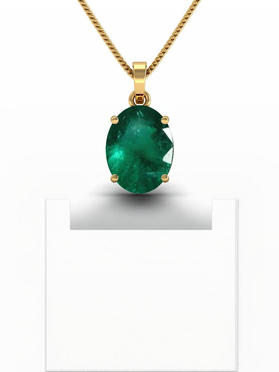 10.25 Ratti Lab Certified Natural Emerald Loose Gemstone Panna Gold Plated Pendant Locket