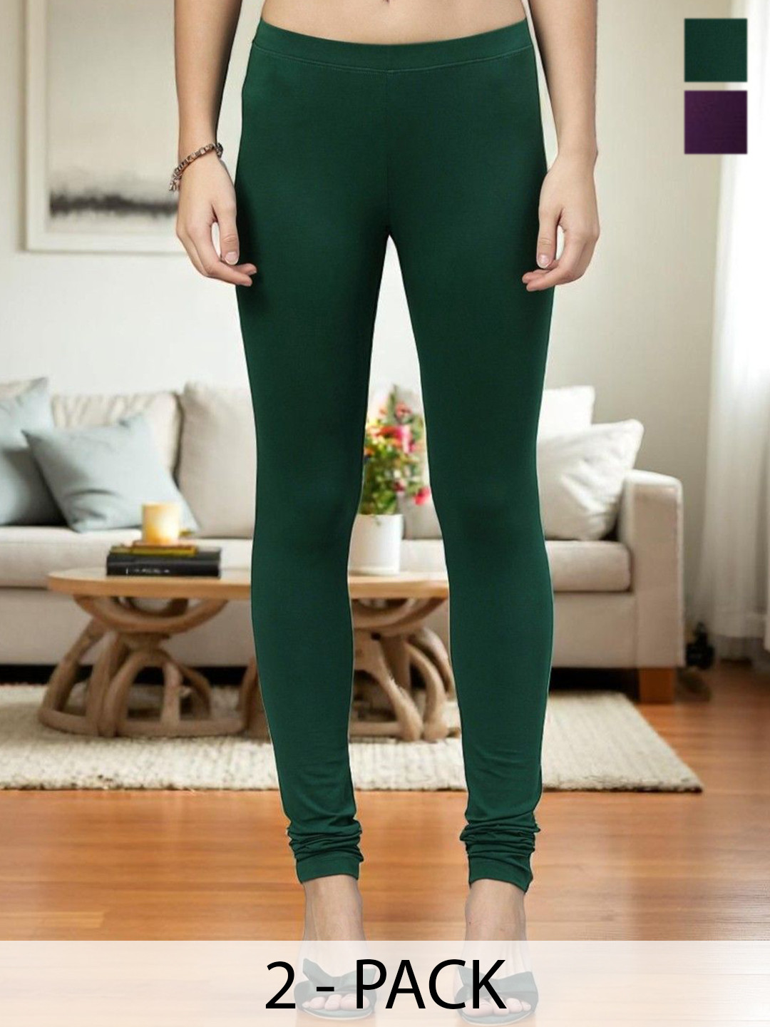 Esplendido Pack Of 2 Churidar Cotton Leggings