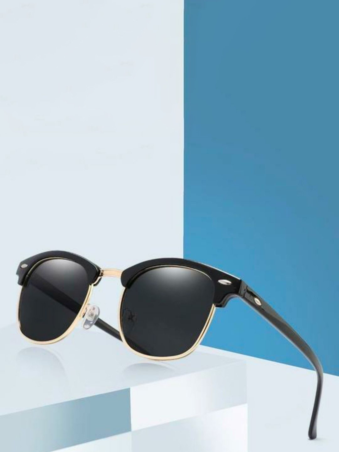 DEXENT COLLECTION Unisex Round Sunglasses With UV Protected Lens Club Master Black