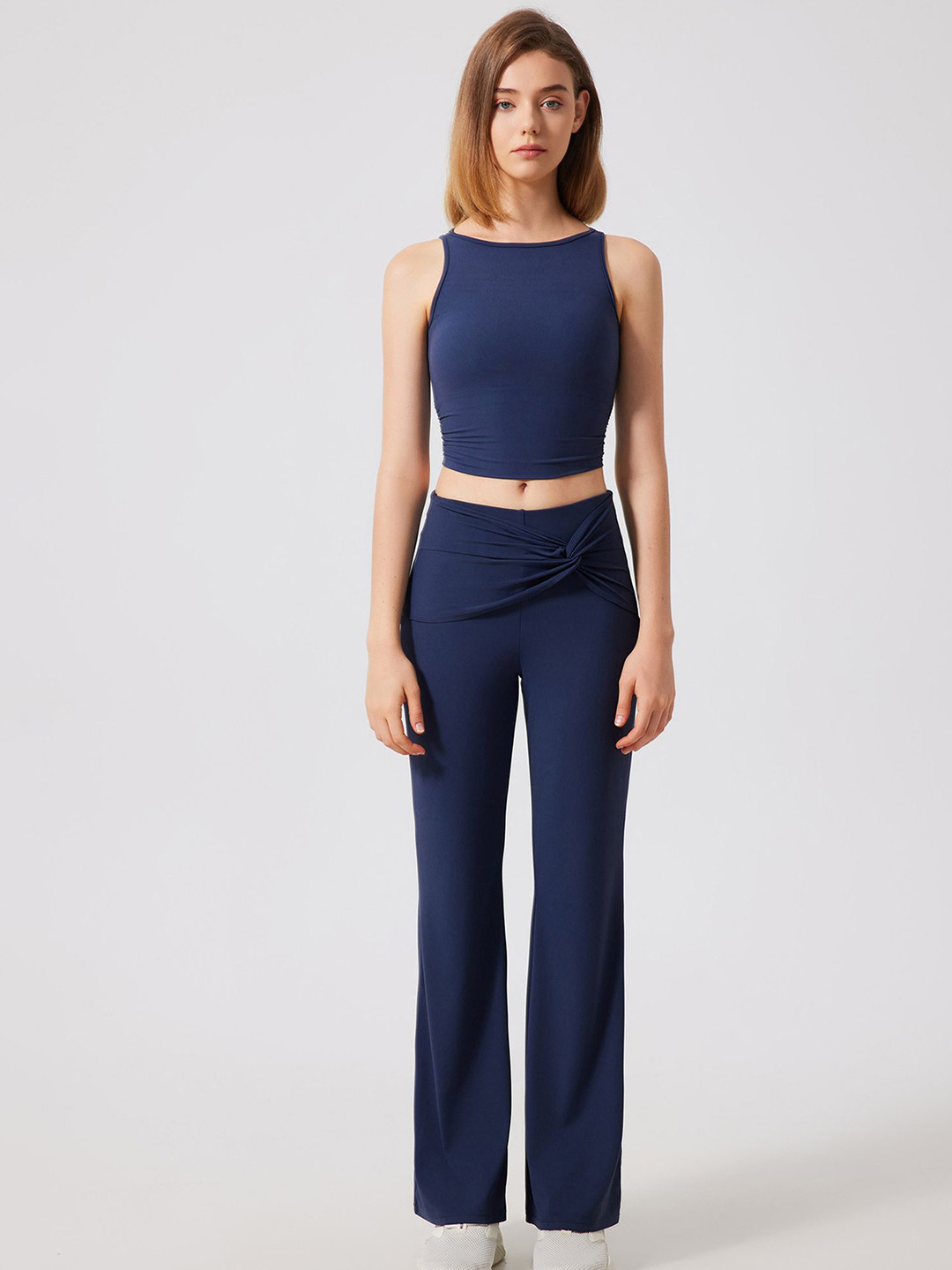 LULU & SKY Women Flared Mid-Rise Trouser With Twisted Detailed