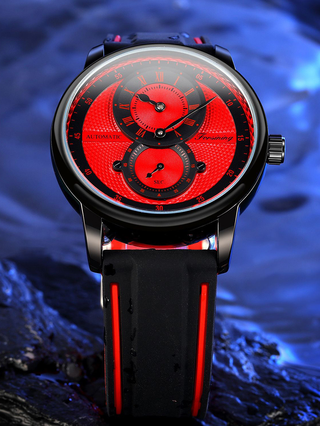 FORSINING Men Skeleton Watch Automatic Mechanical Steampunk Wristwatch