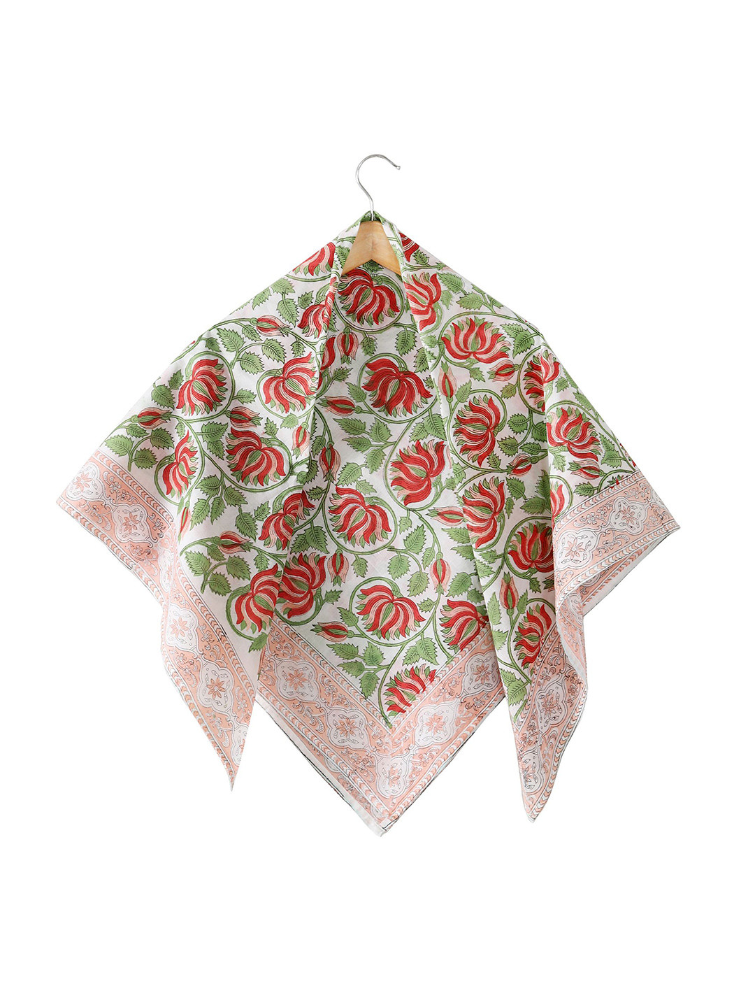 Ravaiyaa Women Lotus Floral Hand Block Printed Scarf