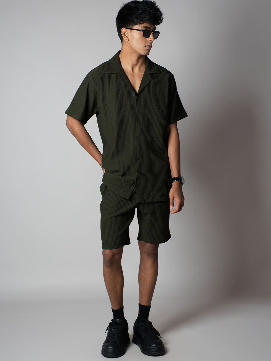HOP HEAD Striped Shirt Collar Shirt With Shorts