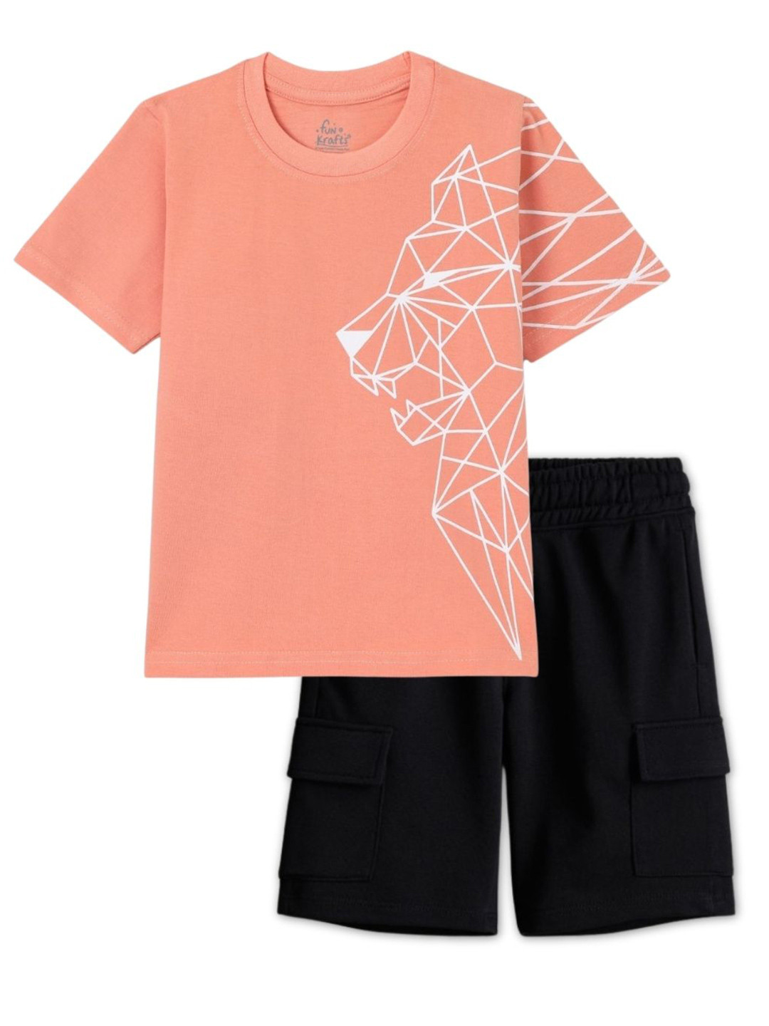 FUNKRAFTS Boys Printed Short Sleeves Pure Cotton T-shirt With Shorts