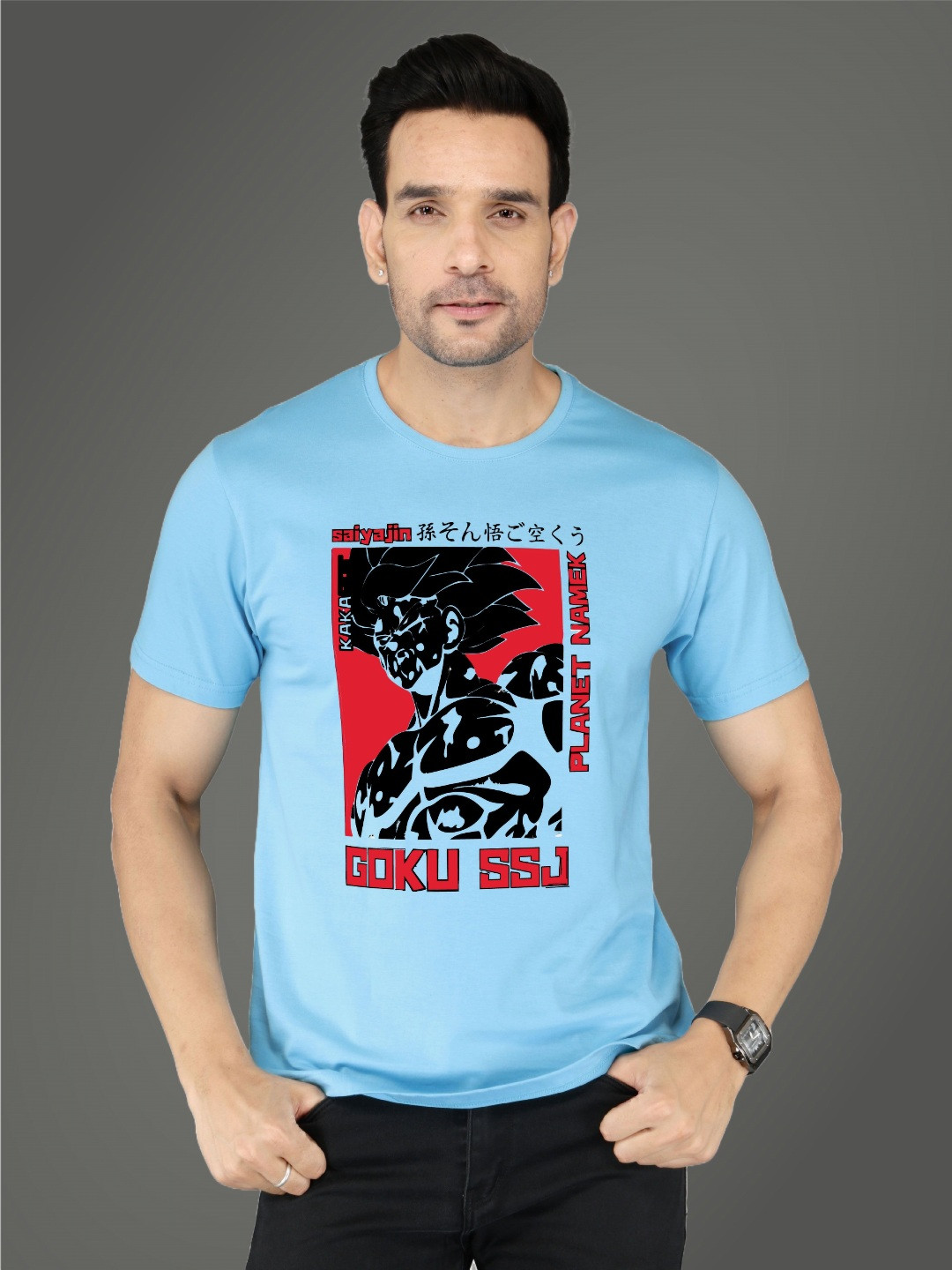 NOBLE HUSTLE Men Dragon Ball Z Graphic Printed Round Neck Cotton T-shirt