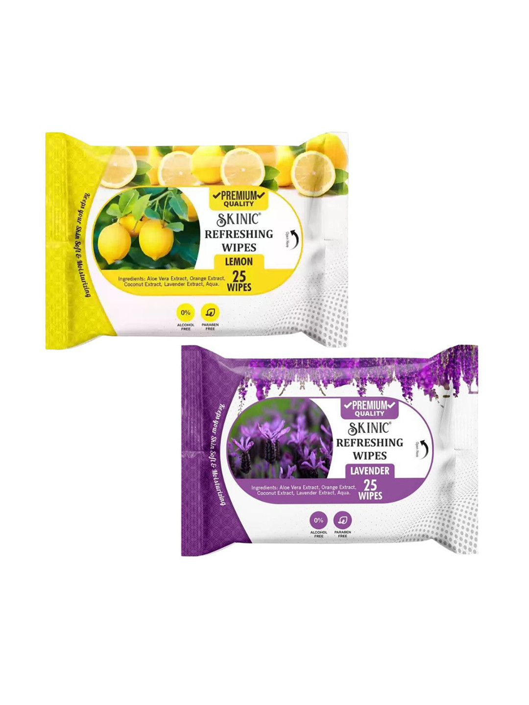 SKINIC Set Of 2 Skin Refreshing Lemon & Lavender Wipes - 25Pcs Each