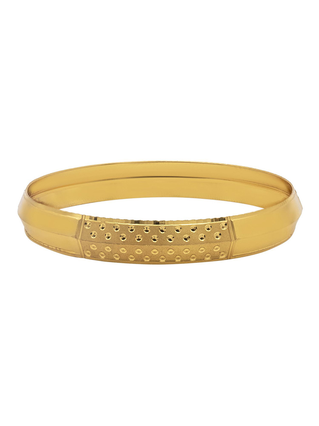 bodha Men Gold-Plated Artificial Stones Studded Sikh Kada Bracelet