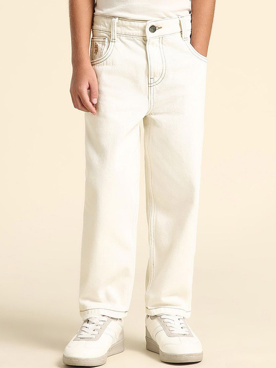 U.S. Polo Assn. Kids Boys Baggy Fit Mid-Rise Cotton  Jeans