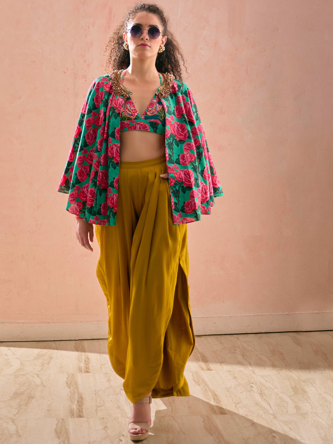 Nikasha Printed V-Neck Pure Cotton Top & Trousers