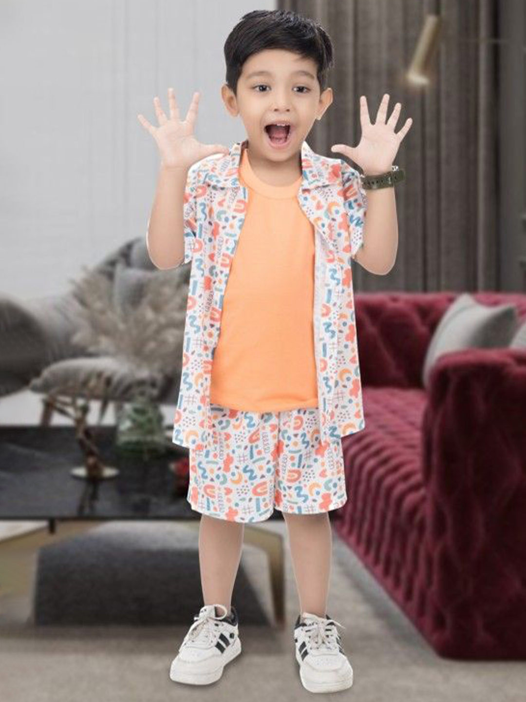 NEW GEN Boys Printed Short Sleeves Shirt And T-shirt With Shorts