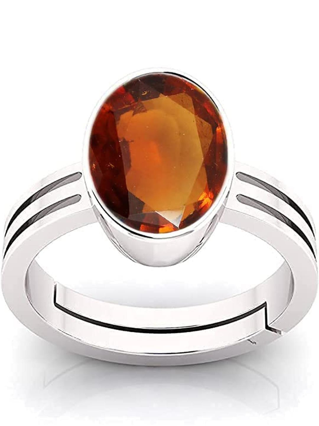 7.25 Ratti Gomed Stone Ring Adjustable Gomed Hessonite Gemstone Silver Ring Astrological Purpose