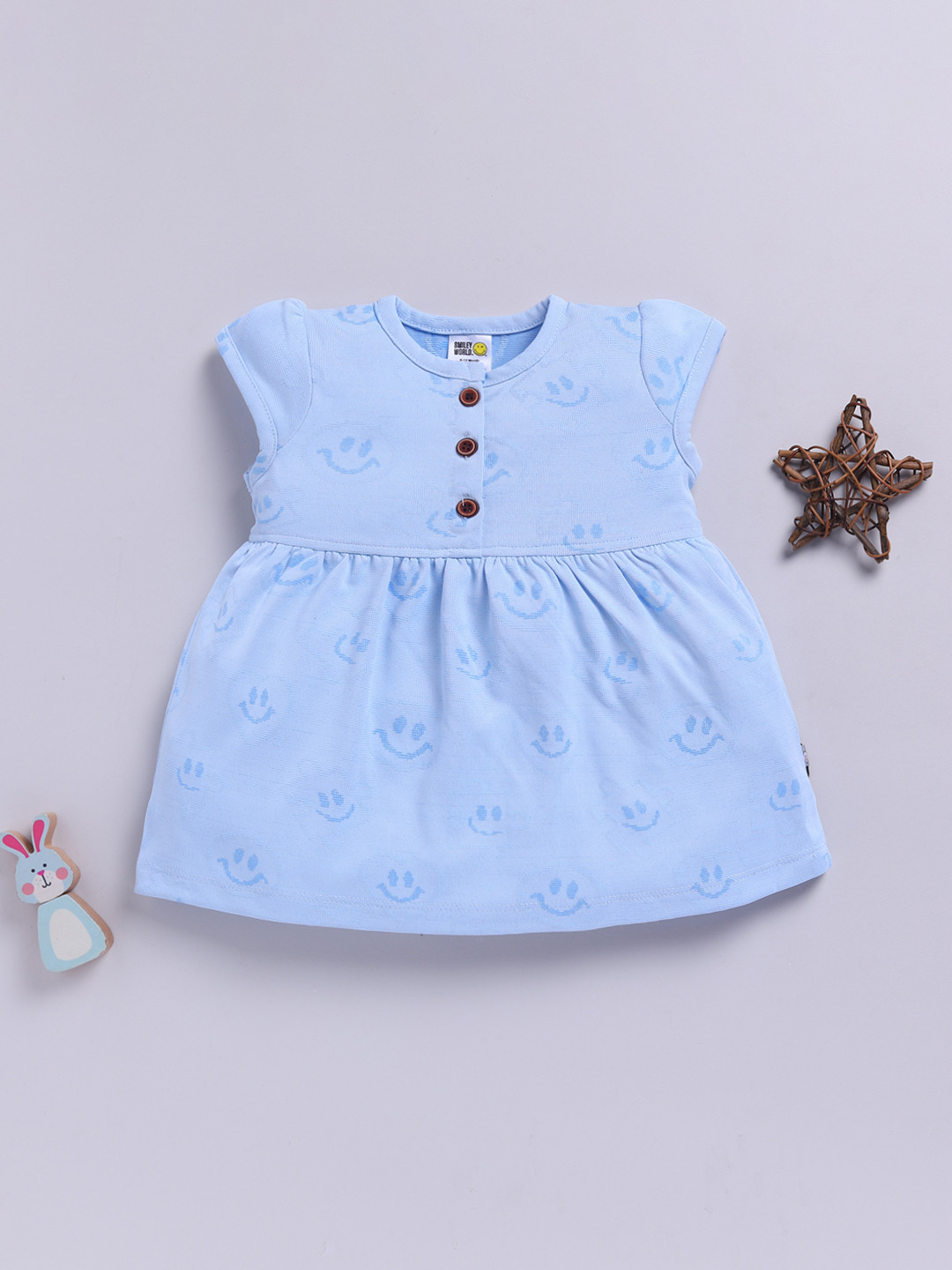 YK X Tinyo Girls Printed Flutter Sleeve A-Line Dress