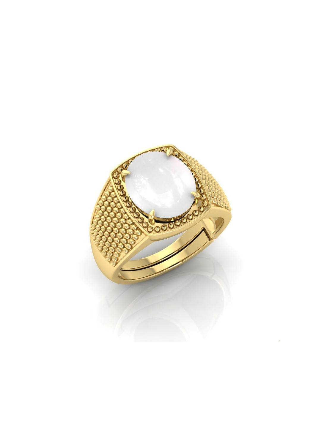 13.25 Ratti Moonstone Stone Certified Gemstone Gold Plated | Adjustable Ring With Lab Certificate