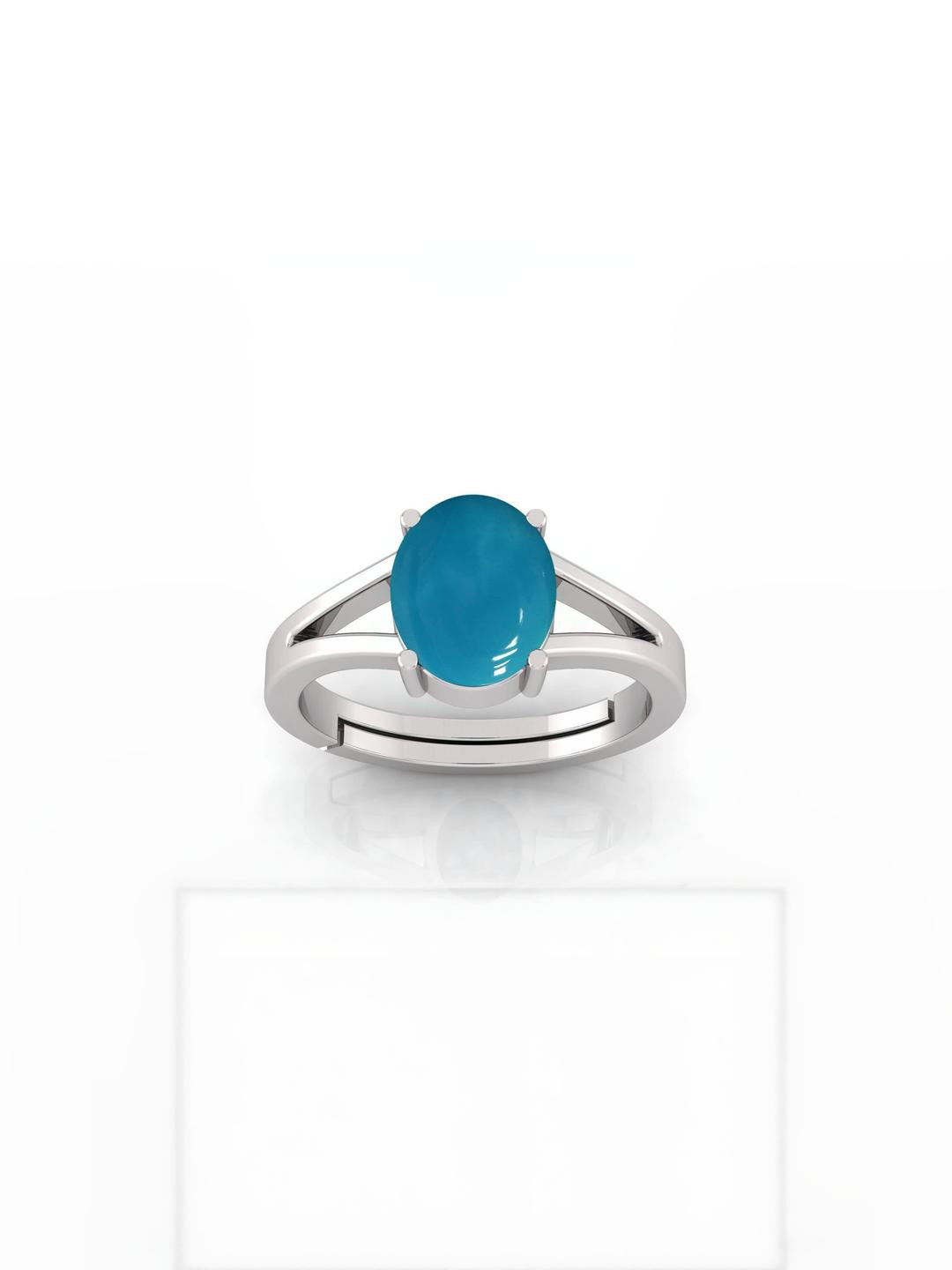 Natural 13.25 Ratti Firoja Turquoise Gemstone Ring With Lab Certificate