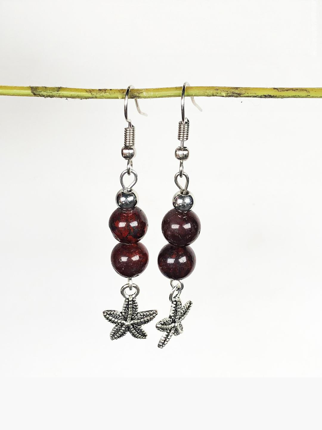 Hamdmade Gemstone Brown Jasper Earrings For
