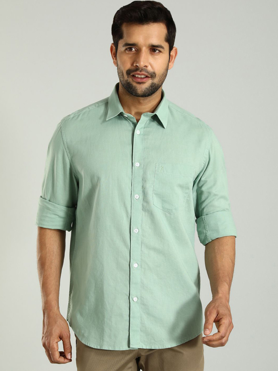 Indian Terrain Classic Spread Collar Long Sleeves Slim Fit Casual Formal Shirt