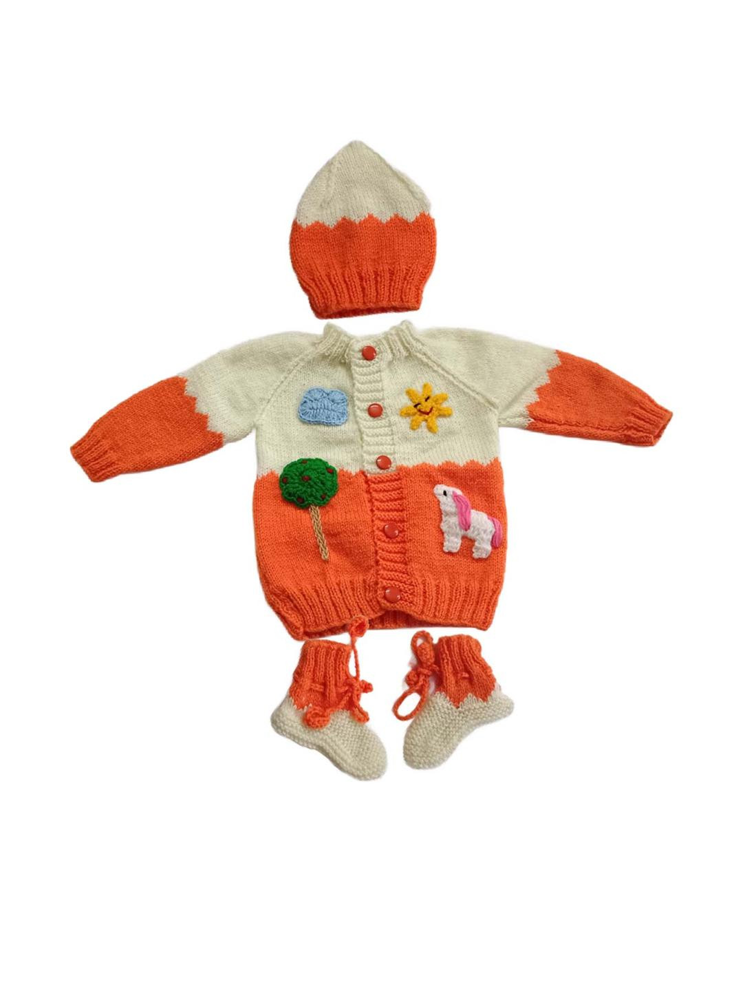 Cute Collection Kids Hand Knitted Woolen Sweater Cap & Socks