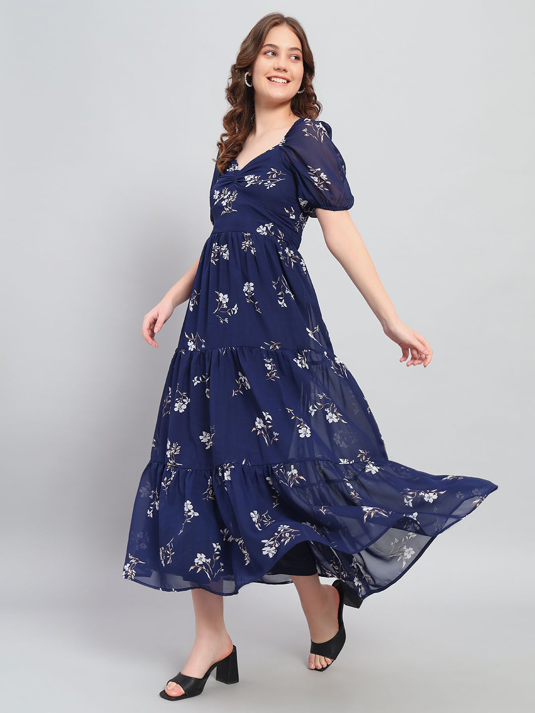 Deewa Women Floral Printed Empire Maxi Dress