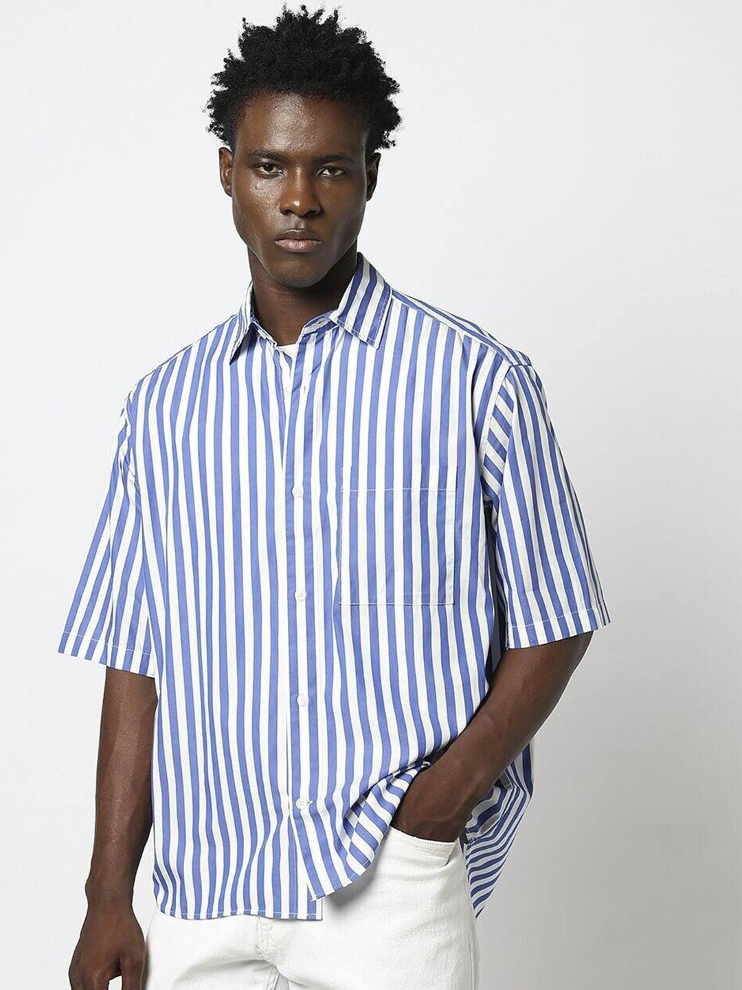 GAP Striped Pure Cotton Poplin Shirt With Patch Pocket