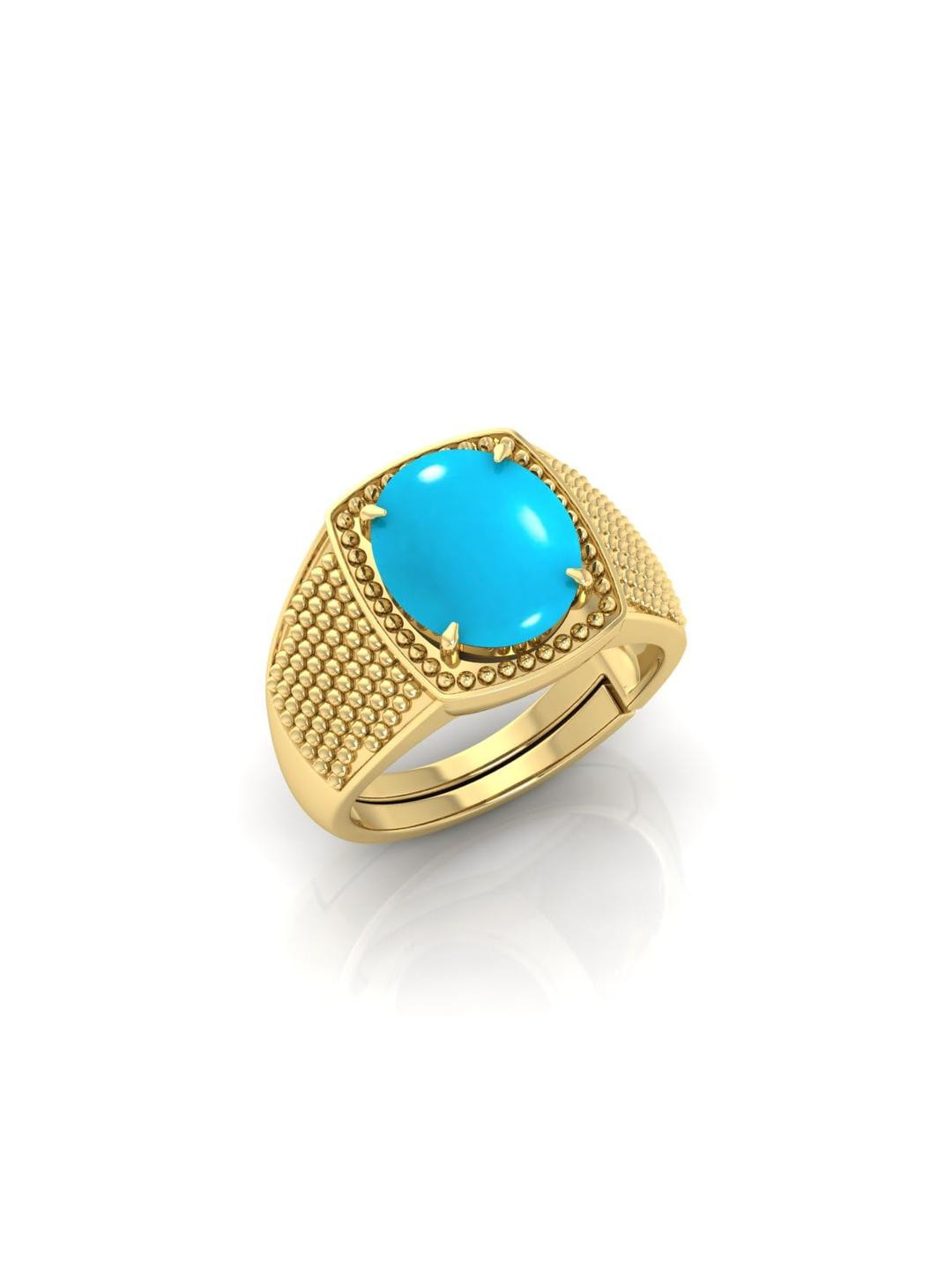 11.25 Ratti Turquoise Stone Original Certified Firoja Gemstone Gold Plated | Adjustable Ring