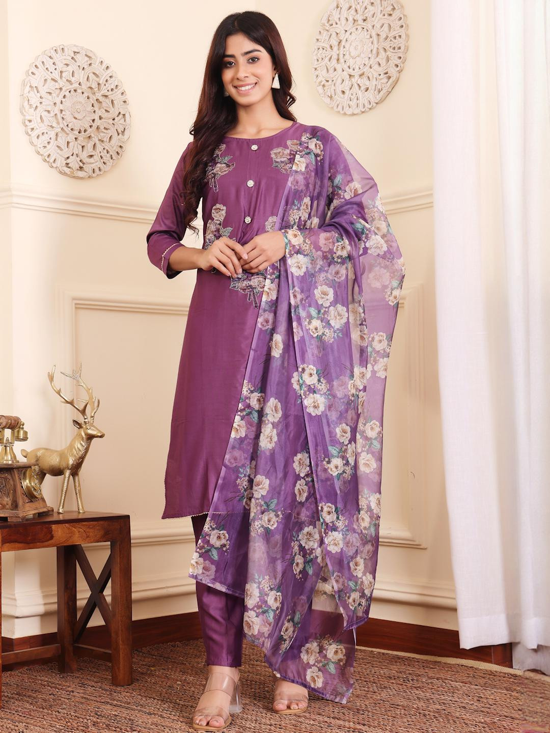 KSUT Lavender Silk Blend Kurta Sets