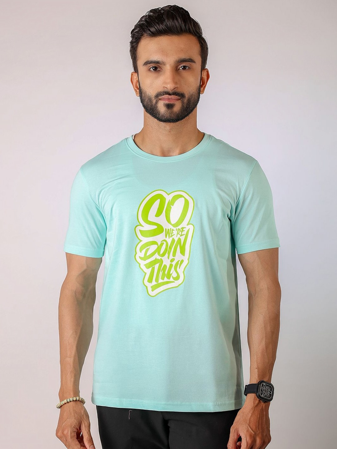Loopers Men Printed Raw Edge T-shirt