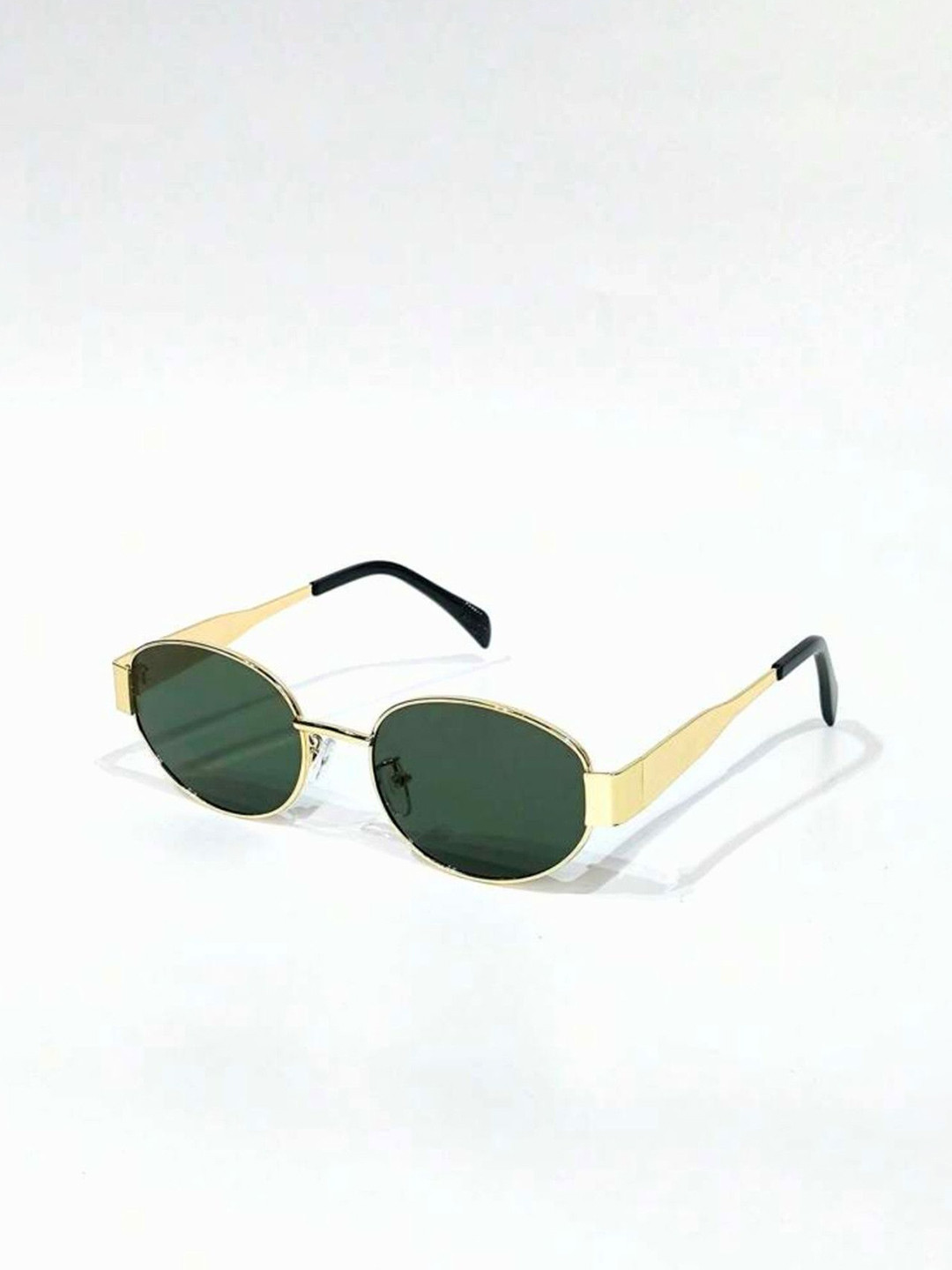 Eyedens Unisex Oval with UV Protected Lens Sunglasses Oval_Cat-eye_Gld-Green_(imp)